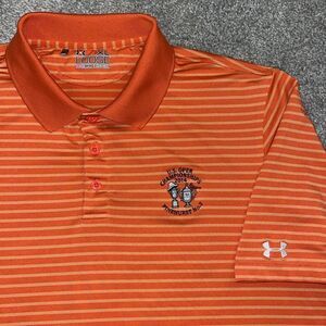 2014 US Open Pinehurst Orange Stripe Golf Polo Shirt XL Volunteers Tigers UVA